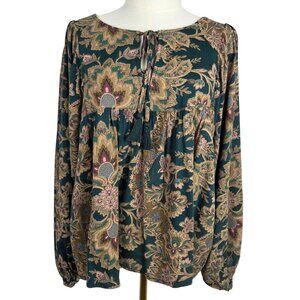 VTG Ralph Lauren Denim & Supply‎ Babydoll Top Medium Paisley Green Bohemian